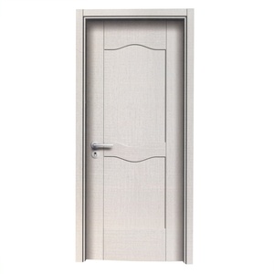 Fábrica china Simple moderno de madera con acabado de melamina puerta de acero de diseño de madera de entrada blindado doble puertas de materiales de construcción Mel - Product Image 1