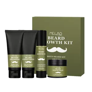 Shea Butter Beard Kit For Men Shea Butter Beard Wash Shampoo Conditioner Balm Detangler Kit Man Beard Set