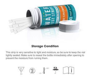 Kit de test à domicile pour l'analyse de l'eau – Bandes de test de la chimie de l'eau W-2 (<span class=keywords><strong>pH</strong></span>, chlore libre/résiduel/actif) – 100 bandes - Product Image 5