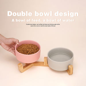 Sunraymascota PET Sem derramamento Tigela dupla Cat Bowl Prato Pet Food Alimentador De Água Gatos Cães Pequenos Cerâmica Cat Dog Bowl - Product Image 6
