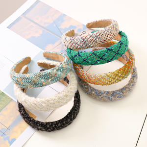 2023 ब्रांड नई डिजाइन कोरियाई रेट्रो Spongtop बाल बैंड सर्दियों महिलाओं के कपड़े लट बुना हुआ गद्देदार हेडबैंड Hairband - Product Image 1