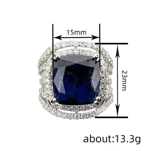 Anello Geometrico con Gemma Blu per Proposta di Matrimonio, Elegante Gioiello da Dito per Donne - Product Image 4