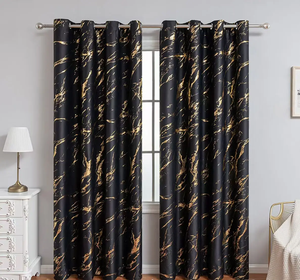 Cortina de ventana de sala de estar negra de alta calidad Diseño listo para oscurecer y apagón Color negro natural - Product Image 1