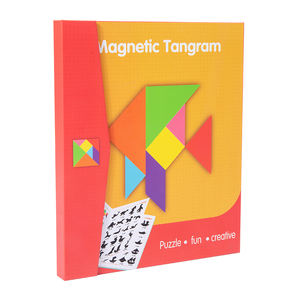 Puzzle Tangram magnetik kayu edukasi anak-anak merah baru untuk 2 sampai 4 tahun papan Jigsaw berpikir logis - Product Image 6