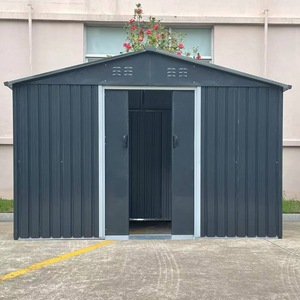 Abri de stockage <span class=keywords><strong>extérieur</strong></span> de 9x6 FT en métal galvanisé Maison de stockage d'outils de <span class=keywords><strong>jardin</strong></span> avec double toit en pente pour patio et cour arrière - Product Image 1
