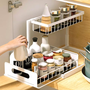 <span class=keywords><strong>Organisateur</strong></span> de <span class=keywords><strong>cuisine</strong></span> en forme de L à 2 niveaux, coulissant, en acier au carbone, pour sous l'évier - Product Image 3