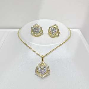 OEM plata 925 sterling silver luxury party korean set wholesale 2 piece unique gold plated bridal zircon jewelry sets for women - Product Image 5
