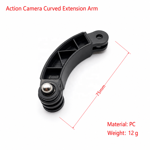 Action Camera Curved Extension Arm, 7.5cm Short Pivot Adapter with Thumb Screw for Helmet Chin Mount and Quick Release Base
