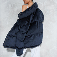 Manteau d'hiver surdimensionné en velours chaud pour femmes, avec logo personnalisé, veste longue en fourrure matelassée pour femmes