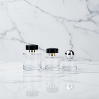 Botol Parfum Kaca Travel Lingka Upscale Magnetic Cap, Desain Persegi Datar Hitam Transparan 50ml, Pompa Semprot Sablon