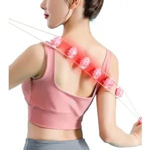 Massageador de costas com roladores e corda, rolo multifuncional e massageador de costas do pescoço alivia a tensão do músculo e suporta a saúde da pele