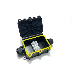 Black Color Industrial Electrical Cable Wire Terminal Junction Box 2 Hole Waterproof Terminal Box