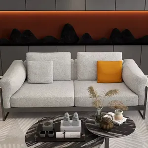 Acogedor y cómodo sofá de tela para sala de estar de dos a tres plazas cojín de felpa