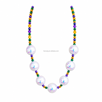Collar de Cuentas Luminosas para Mardi Gras con Cuentas de Bola Disco, Collar LED para Fiestas y Eventos de Carnaval