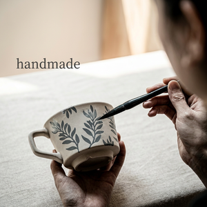 Tasse à café et lait en grès moderne Tasses en porcelaine artistiques uniques et élégantes faites à la main en céramique sous glaçure pour les loisirs - Product Image 1