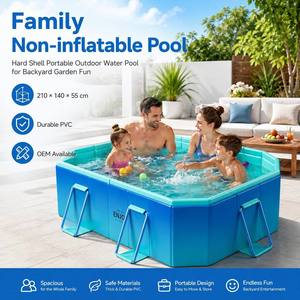 Piscina, Piscina Pieghevole Non Gonfiabile da Esterno Rinforzata <span class=keywords><strong>con</strong></span> <span class=keywords><strong>Scivolo</strong></span>, Grande Piscina Gonfiabile per Famiglie - Product Image 1