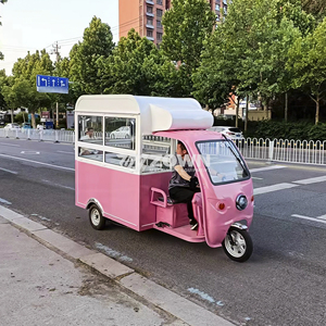 Carrito de Venta de Comida Móvil Eléctrico Blanco de Tres Ruedas / Carritos de Venta de Comida / Remolque de Comida Rosa en Venta - Product Image 1