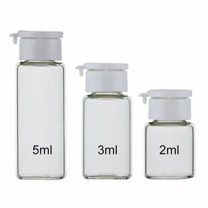 2ml 3ml 5ml clear glass vials in crimp neck with hand closing plastic cap for cosmetics essential oil liquid packing