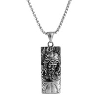 Collier classique avec pendentif tête de Jésus et couronne d'épines, bijoux chrétiens pour hommes, collier porte-bonheur catholique