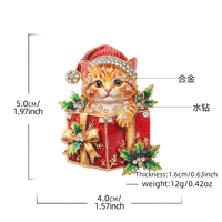 Broche en émail chat personnalisée en gros pour Noël, avec strass, motif animal, en stock