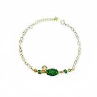 Bracelet en jadéite birmane naturelle de qualité A, Lu Lu Tong, bracelet en jadéite verte de haute qualité, bracelet sculpté en jadéite pour femmes, cadeau en jadéite (avec NGTC)