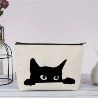 Pochette zippée en toile de coton vierge personnalisable avec logo, écologique, réutilisable, durable, légère, à poignée souple, pour maquillage et cosmétiques