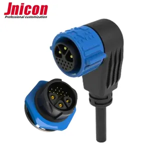 IP67 push lock M25 16 pin solder terminal 90 degree molded cable round socket power signal waterproof connector