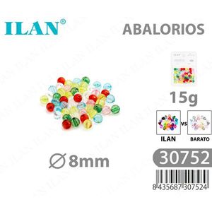 Perline Rotonde Multicolore Ilan da 8mm, 15g, per Creazione di Gioielli - Product Image 1