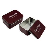 Boîte en fer blanc personnalisée LUCKY TIN pour cartes-cadeaux, vente en gros, boîte rectangulaire dorée en métal de qualité alimentaire pour thé