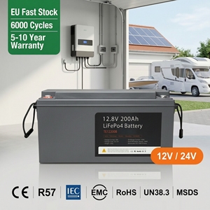 Batterie au lithium à cycle profond de qualité supérieure 24V 12V 200Ah 100Ah, cellules prismatiques LiFePO4 avec BMS intelligent pour système solaire domestique - Product Image 1