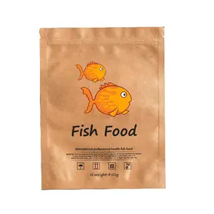 Custom Printed Resealable Aluminium Foil Zip Lock Bamboo Paper Pouches Zipper Craft Paper Packaging Bags For Fish Food