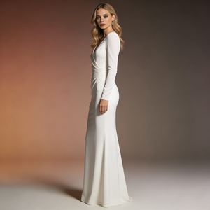 Robes <span class=keywords><strong>de</strong></span> <span class=keywords><strong>mariée</strong></span> <span class=keywords><strong>de</strong></span> maternité modernes et personnalisées, style sirène, en satin ivoire, avec volants, pour réception <span class=keywords><strong>de</strong></span> mariage, grandes tailles - Product Image 3