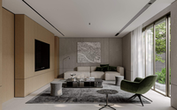 Meuble TV moderne en bois Lesso Home, style italien, luxe léger, blocs de couleur noir et blanc, sans poignée, pour villa