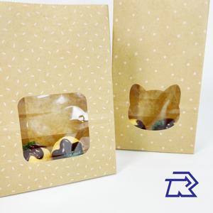 Sacs en papier kraft brun personnalisables, résistants à la graisse, avec fenêtre transparente, pour l'emballage alimentaire (pizza, lait, sushi) - Product Image 4