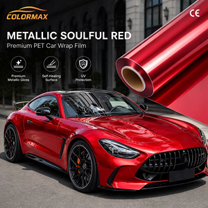 Vinilo para Rotulación de Vehículos PVC 1.52*17m Rollo PET Rojo Metálico Autoadhesivo con Liberación de Aire para Rotulación Completa de Vehículos - Product Image 1