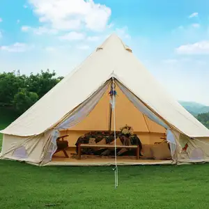 Groothandel Fabriek Prijs Goedkope Zware Luxe 5M Katoen Outdoor Camping Canvas Bell Tent Voor Glamping Voor Verkoop