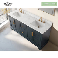 Meuble de salle de bain moderne bleu marine sur mesure avec vasque et miroir, meuble-lavabo double vasque 30/36/48 pouces petit modèle