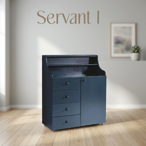 Commode haute moderne en bois massif avec poignée métallique et 5+ compartiments pour bar à domicile et rangement de chambre - Product Image 2