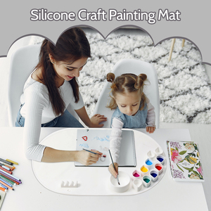 Tapis de peinture en silicone, tapis d'art en silicone avec gobelet à eau, fait main, effaçable, lavable, pour résine, argile, pour enfants - Product Image 2