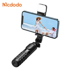 Bastão de selfie e tripé flexível 3 em 1, bastão de alumínio com controle remoto e luz de preenchimento para ios e android
