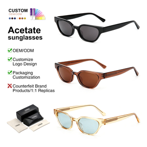แว่นกันแดดโพลาไรซ์ทรงรีมุมเหลี่ยมอะซิเตท UV400 กรอบใส OEM - Product Image 1