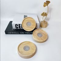 Capteur tactile de lumière LED rechargeable par USB Base d'affichage en bois Support de lampe en bois massif pour verre cristal Résine acrylique Plug-In