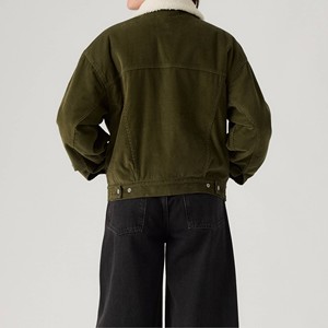 Veste de camionneur en sherpa d'hiver avec fermeture à bouton unique Doublure en coton moelleuse et coupe-vent - Product Image 4