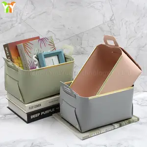 Conteneur de maquillage cadeaux petits paniers de rangement en cuir bacs à livres paniers pliables décoratifs pour organiser les jouets de vêtements