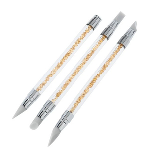 3 Pcs Nail Art Hollow Carving Embossing Pen <b>Set</b> Double Head Drill Glue Head <b>Crimped</b> Ferrule Silicone Manicure Nail Art Tool - Product Image 2
