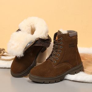 Bottes d'hiver pour hommes, marron foncé, doublées de fourrure, à talon moyen, pour le froid, pour le nord-est de Chine - Product Image 3