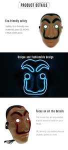 Los adultos de luz de neón en EL alambre de máscara vestido espeluznante purga Halloween de miedo - Product Image 6