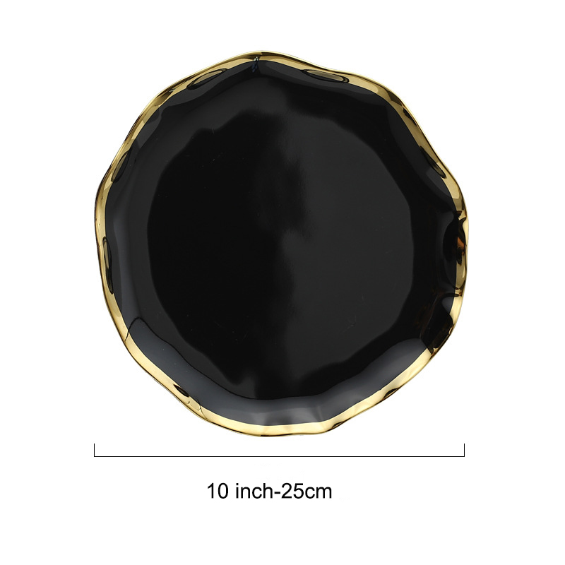 assiette peu profonde noire de 10 pouces