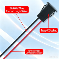 LN-010 Prise de charge USB-C à 2 fils, connecteur femelle DC avec lumière LED, rouge pendant la charge, vert lorsqu'il est entièrement chargé