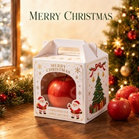 Großhandel Maßgefertigte Weihnachtsapfel-Geschenkbox, Karton-Obstverpackungsbox mit Griff & Rechteckigem Fenster